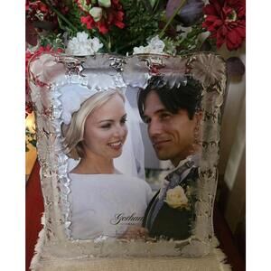 New Gorham Sentimental Traditions Crystal Glass Floral 8"x10" Photo Frame Japan